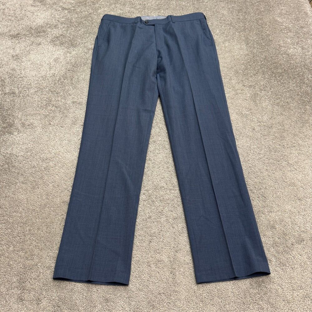 Bar III Wool Blend Dress Pants Mens 34x34 Blue Straight Leg Flat Front Trouser